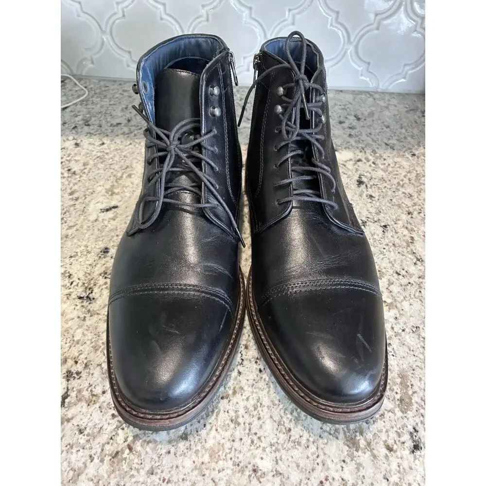 Johnston & Murphy Boots Mens 12M XC Flex Raleigh Cape Toe Boot Black Sheepskin